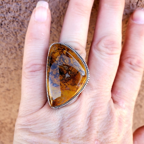 New Seam Agate 925 Silver Ring. - Picture 10 of 16